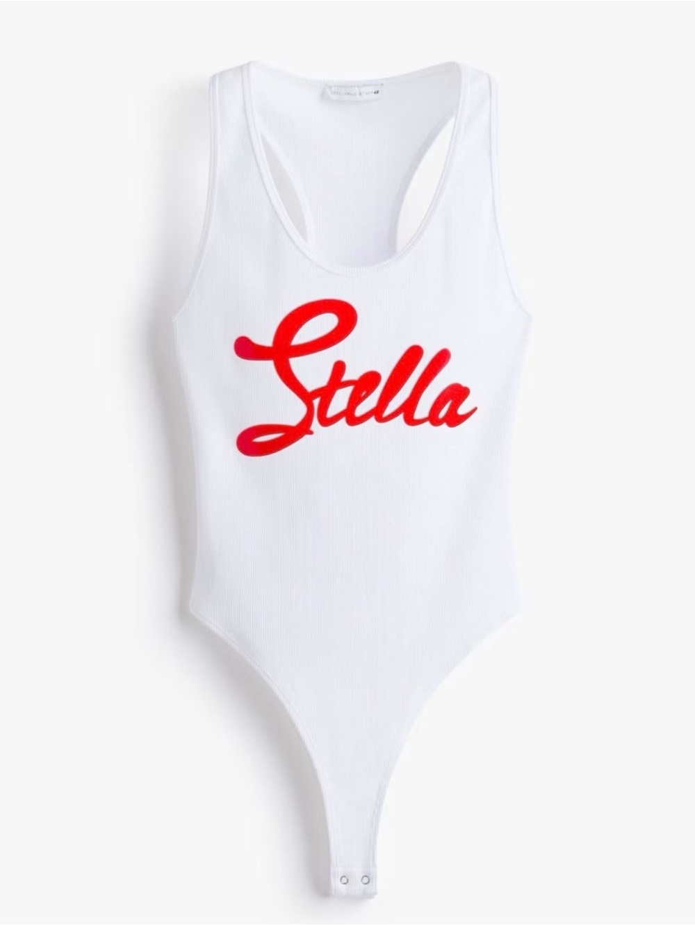 Stella McCartney x H&M White Ribbed Bodysuit with Red Logo